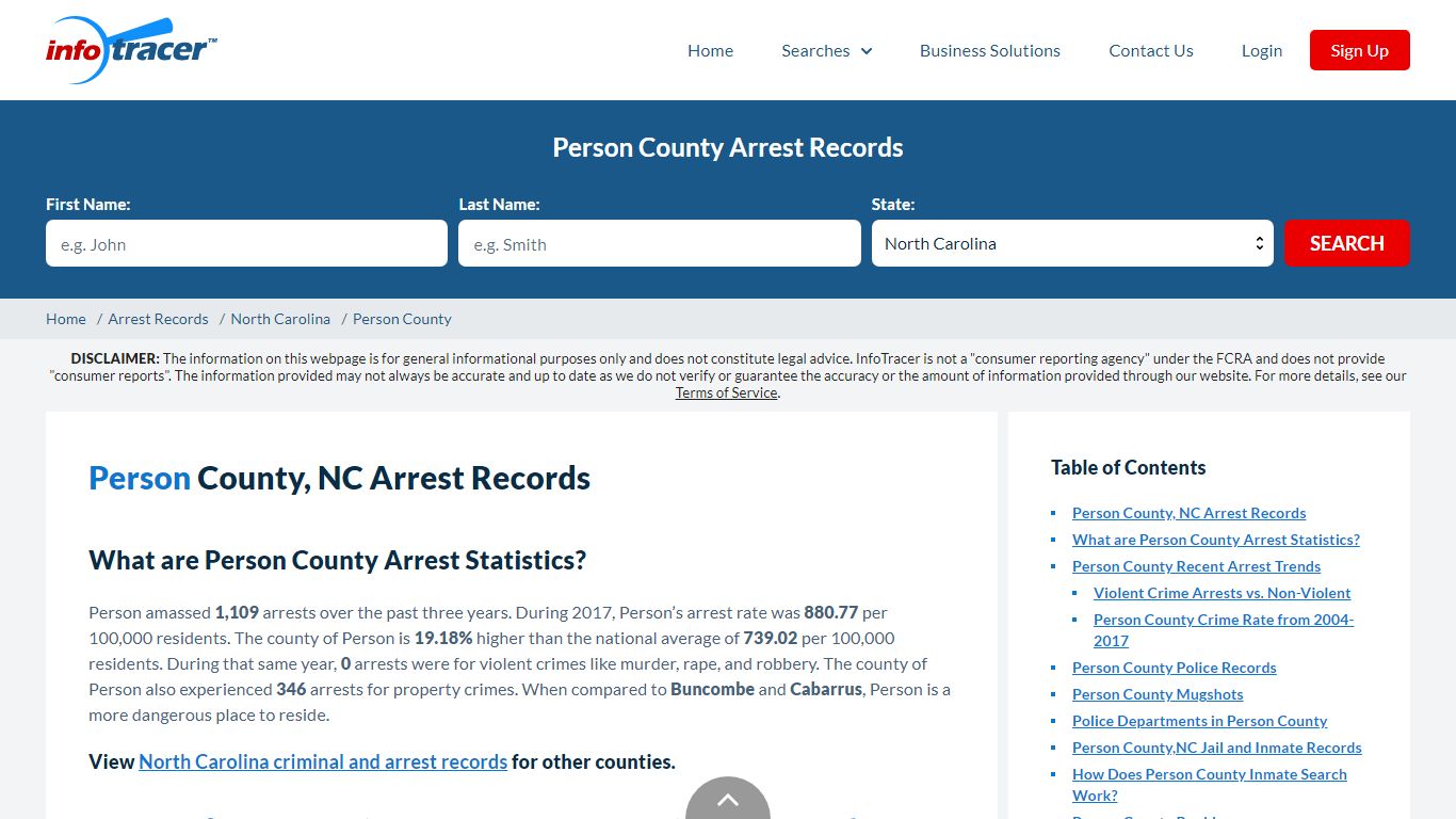 Person County, NC Arrests, Mugshots & Jail Records - InfoTracer