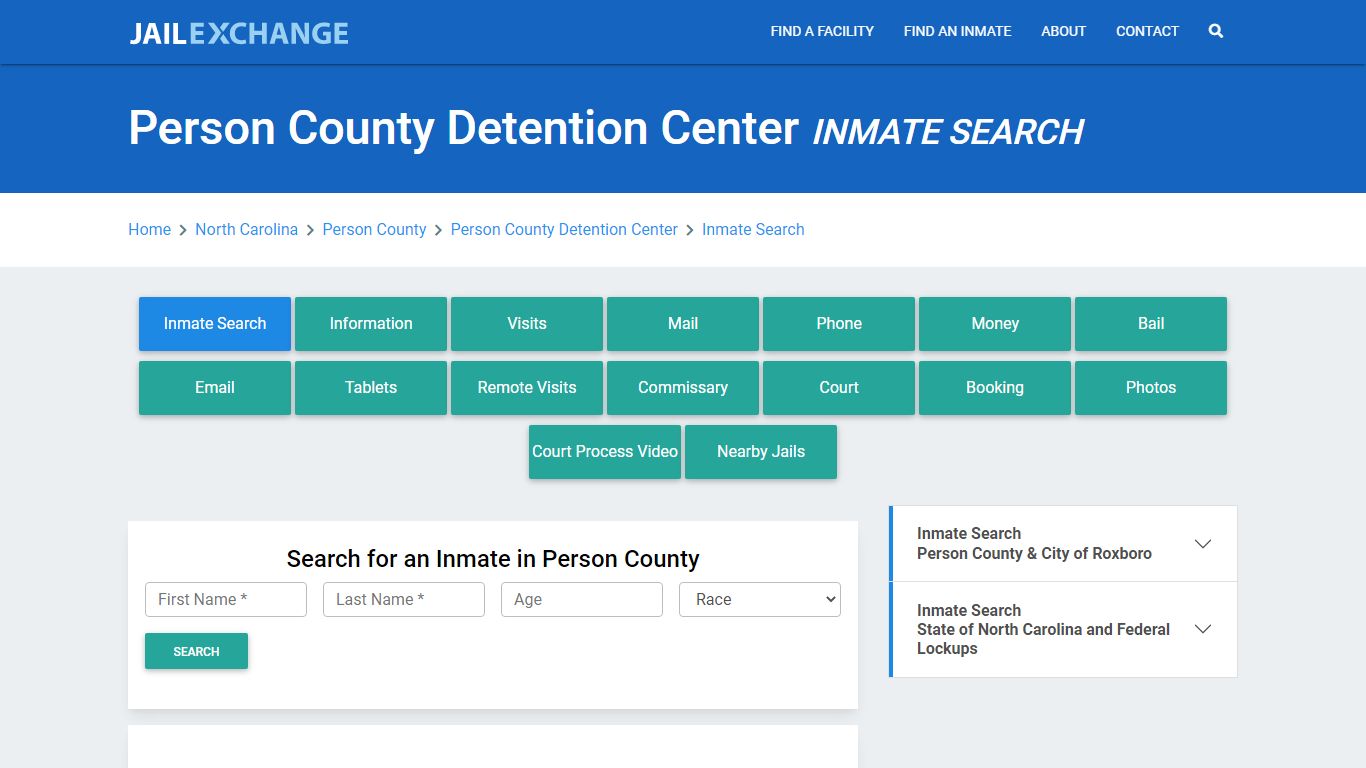 Person County Detention Center Inmate Search - Jail Exchange