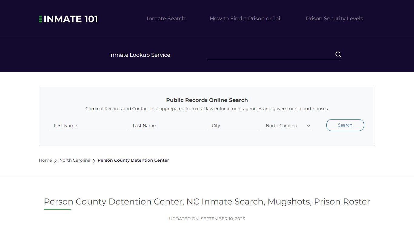 Person County Detention Center, NC Inmate Search, Mugshots, Prison ...